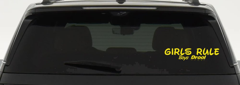 Girls Rule Boys Drool Funny Car or Truck Window Decal Sticker (Yellow)