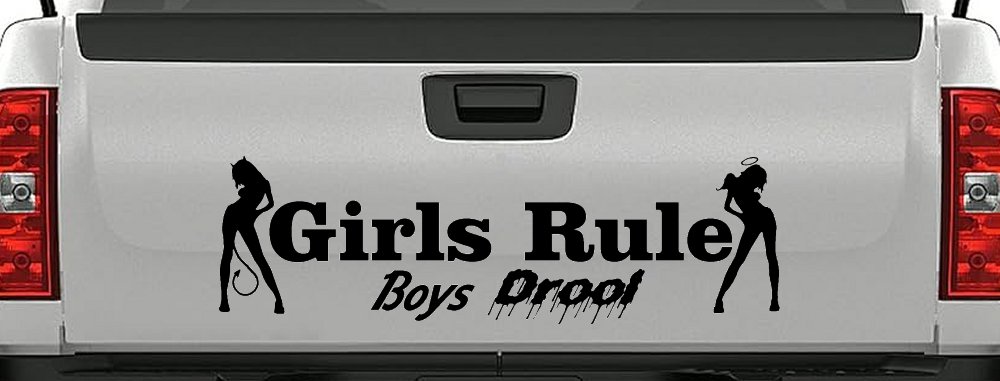 Girls Rule Boys Drool Good and Bad Girls Car or Truck Window Decal Sticker