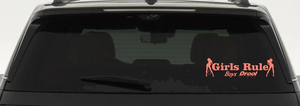 Girls Rule Boys Drool Good and Bad Girls Car or Truck Window Decal Sticker (Coral)
