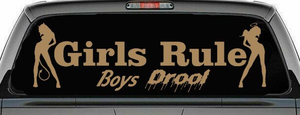 Girls Rule Boys Drool Good and Bad Girls Car or Truck Window Decal Sticker (Light Brown)