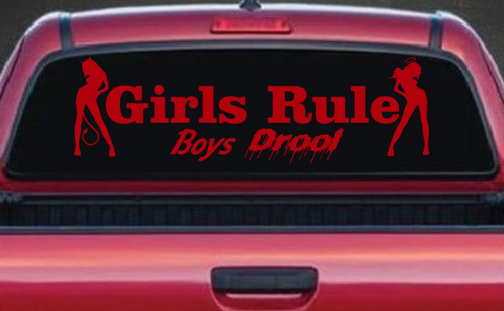 Girls Rule Boys Drool Good and Bad Girls Car or Truck Window Decal Sticker