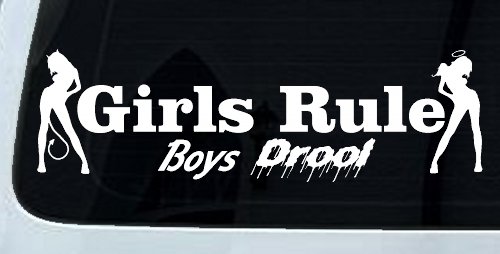 Girls Rule Boys Drool Good and Bad Girls Car or Truck Window Decal Sticker
