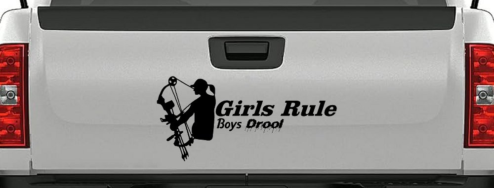 Girls Rule Boys Drool Bow Girl Car or Truck Window Decal Sticker (Black)