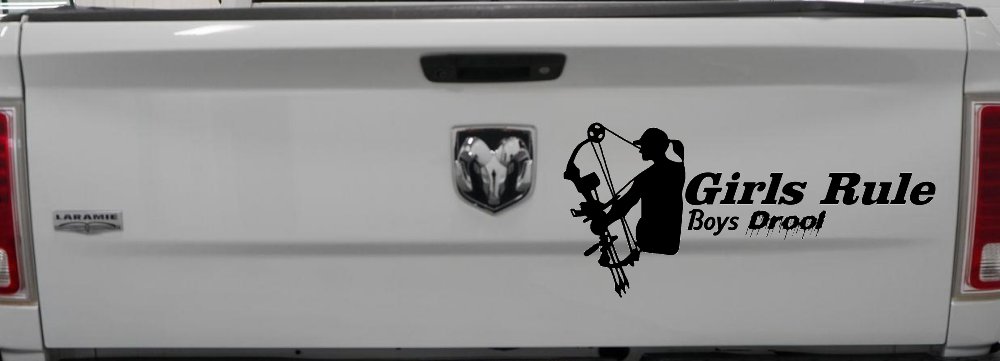Girls Rule Boys Drool Bow Girl Car or Truck Window Decal Sticker (Black)