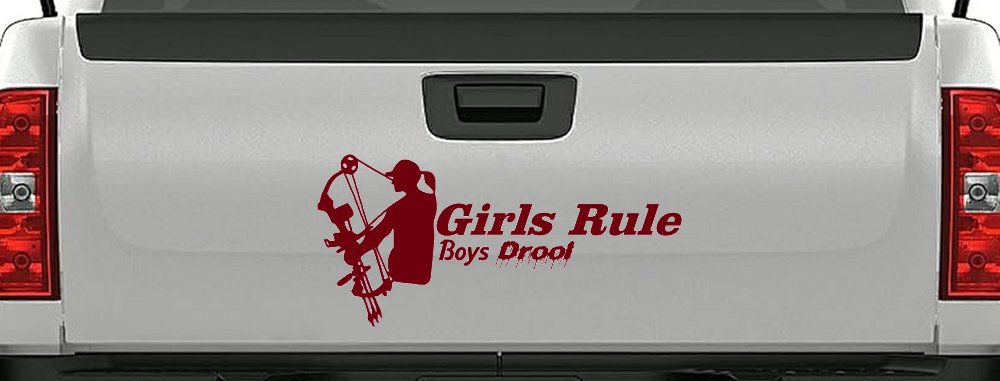 Girls Rule Boys Drool Bow Girl Car or Truck Window Vinyl Decal Sticker (Burgundy)
