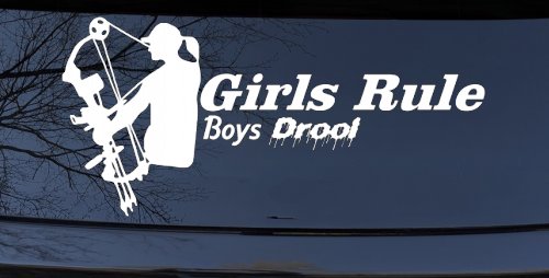 Girls Rule Boys Drool Bow Girl Car or Truck Window Vinyl Decal Sticker (White)