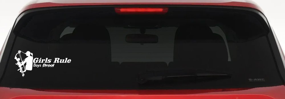 Girls Rule Boys Drool Bow Girl Car or Truck Window Vinyl Decal Sticker (White)