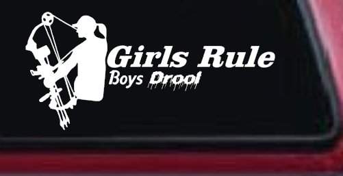 Girls Rule Boys Drool Bow Girl Car or Truck Window Vinyl Decal Sticker (White)