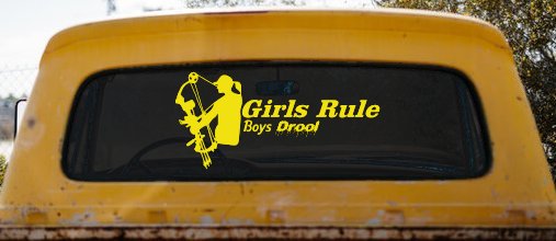 Girls Rule Boys Drool Bow Girl Car or Truck Window Decal Sticker (Yellow)