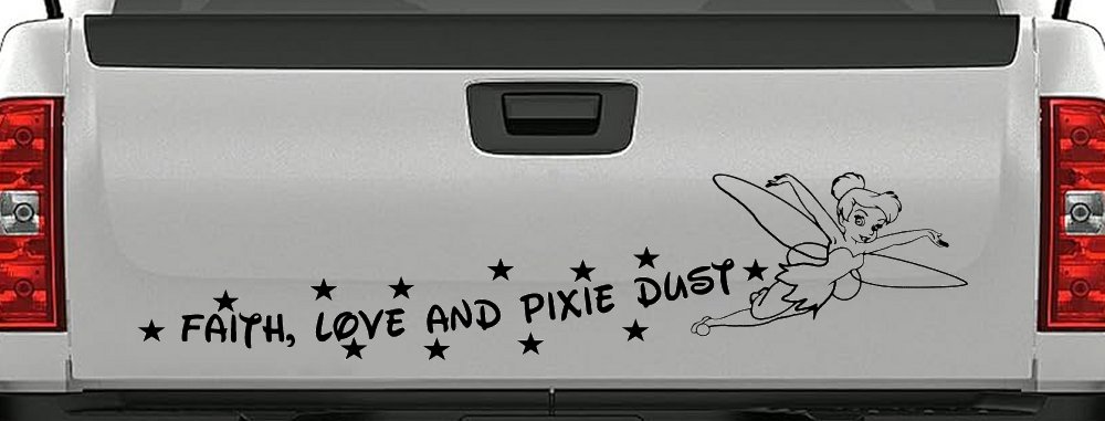 Tinkerbell Faith Love And Pixie Dust  Girlie Car or Truck Window Decal Sticker