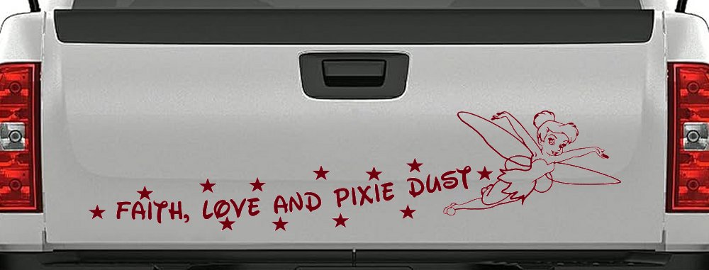Tinkerbell Faith Love And Pixie Dust  Girlie Car or Truck Window Decal Sticker