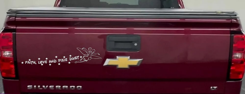Tinkerbell Faith Love And Pixie Dust  Girlie Car or Truck Window Decal Sticker
