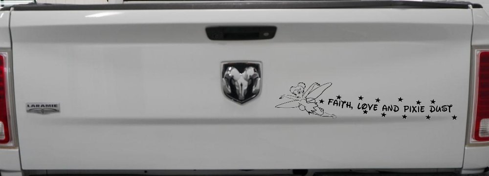 Faith Love And Pixie Dust Tinkerbell Tinker Bell Car or Truck Window Decal Sticker (Black)