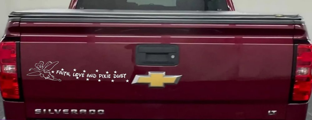 Faith Love And Pixie Dust Tinkerbell Tinker Bell Car or Truck Window Vinyl Decal Sticker (White)