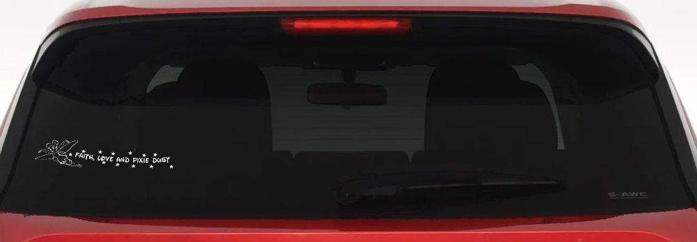 Faith Love And Pixie Dust Tinkerbell Tinker Bell Car or Truck Window Vinyl Decal Sticker (White)