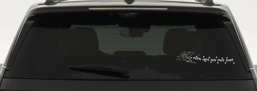 Faith Love And Pixie Dust Tinkerbell Tinker Bell Car or Truck Window Decal Sticker (White)