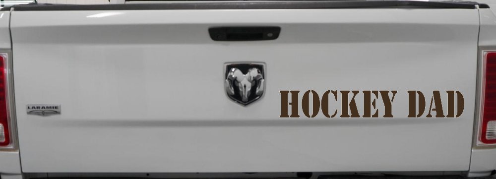 Hockey Dad Sports Car or Truck Window Decal Sticker (Brown)