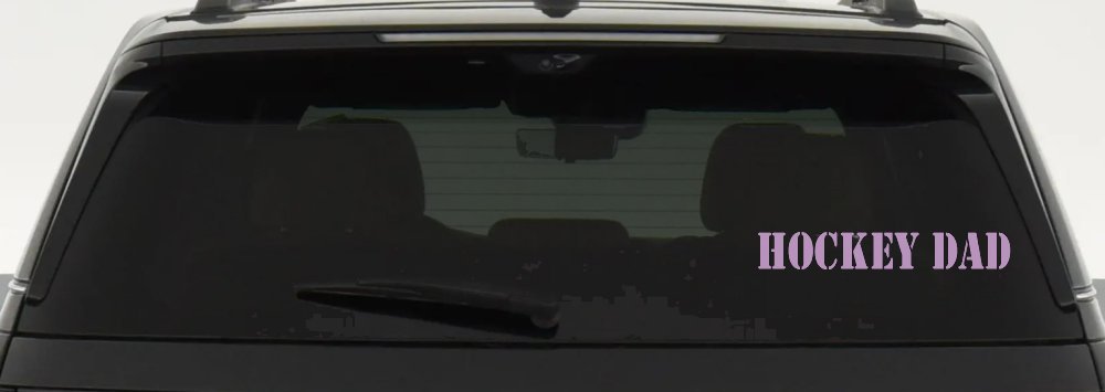 Hockey Dad Sports Car or Truck Window Decal Sticker (Lilac)