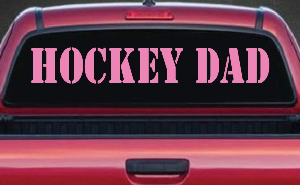 Hockey Dad Sports Car or Truck Window Decal Sticker (Pink)