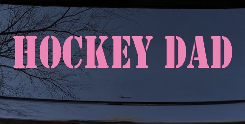 Hockey Dad Sports Car or Truck Window Decal Sticker (Pink)
