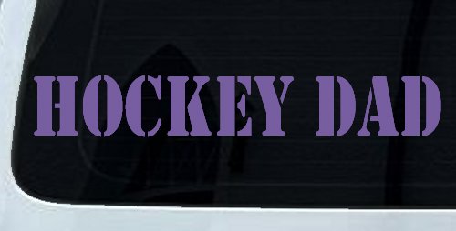 Hockey Dad Sports Car or Truck Window Decal Sticker (Purple)