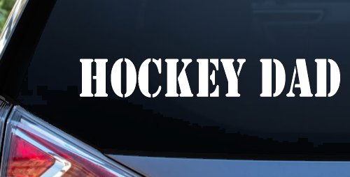Hockey Dad Sports Car or Truck Window Vinyl Decal Sticker (White)