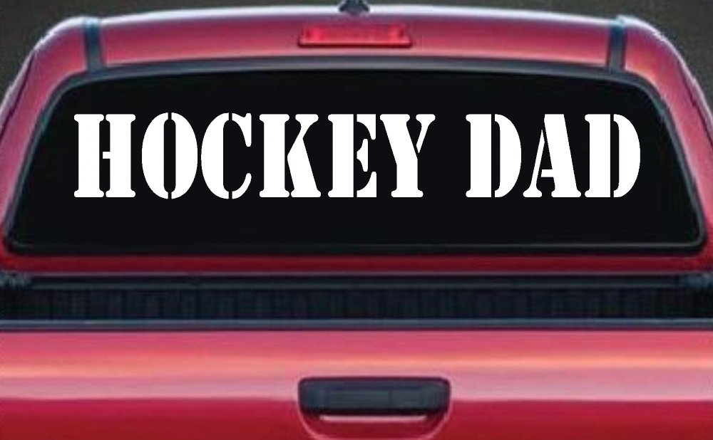 Hockey Dad Sports Car or Truck Window Decal Sticker (White)