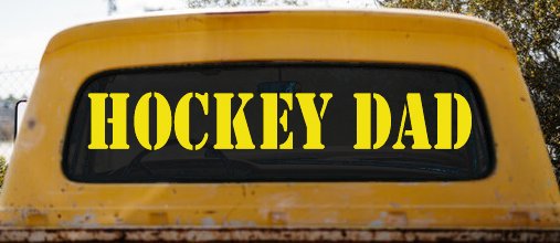 Hockey Dad Sports Car or Truck Window Decal Sticker (Yellow)