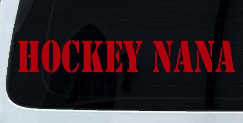 Hockey Nana Sports Car or Truck Window Decal Sticker (Red)