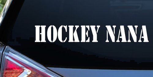 Hockey Nana Sports Car or Truck Window Vinyl Decal Sticker (White)