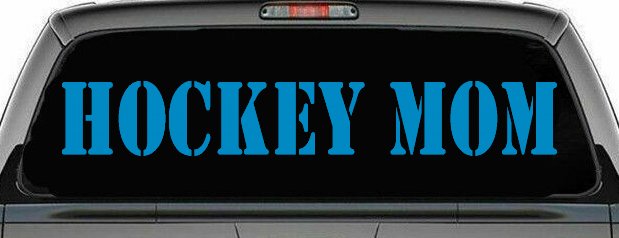 Hockey Mom Sports Car or Truck Window Vinyl Decal Sticker (Blue)
