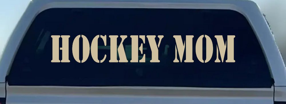 Hockey Mom Sports Car or Truck Window Vinyl Decal Sticker (Desert Sand)