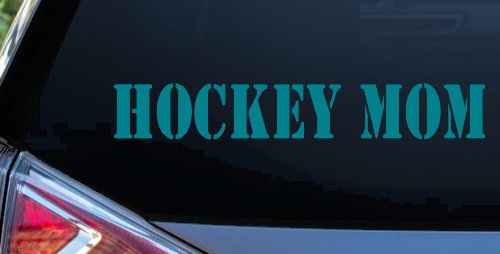 Hockey Mom Sports Car or Truck Window Decal Sticker (Turquoise Blue)