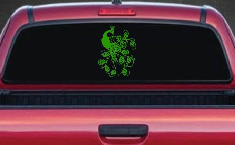 Peacock Swirl Feathers Car or Truck Window Decal Sticker