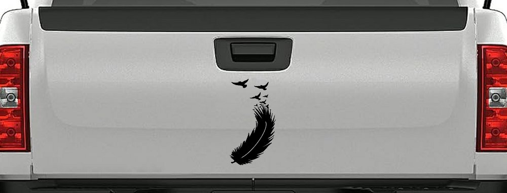 Feather Turning Into Birds Car or Truck Window Decal Sticker (Black)