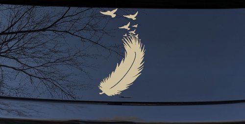 Feather Turning Into Birds Car or Truck Window Decal Sticker (Desert Sand)