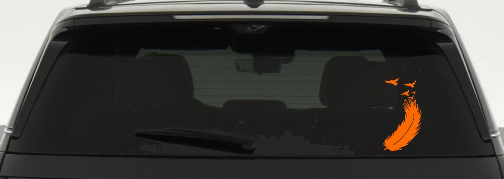 Feather Turning Into Birds Car or Truck Window Decal Sticker (Orange)