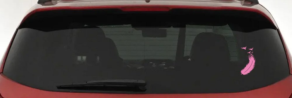 Feather Turning Into Birds Car or Truck Window Decal Sticker (Pink)