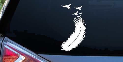Feather Turning Into Birds Car or Truck Window Decal Sticker