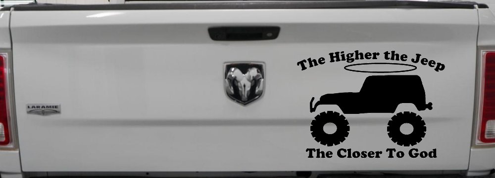 Higher The Jeep Closer To God Off Road Car or Truck Window Vinyl Decal Sticker (Black)