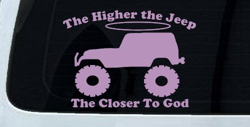 Higher The Jeep Closer To God Off Road Car or Truck Window Decal Sticker (Lilac)