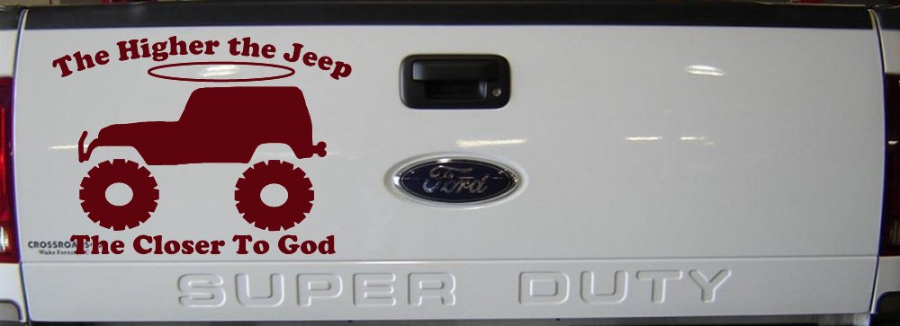 Higher The Jeep Closer To God Off Road Car or Truck Window Decal Sticker (Purple Red)
