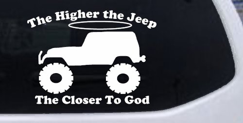 Higher The Jeep Closer To God Off Road Car or Truck Window Decal Sticker (White)