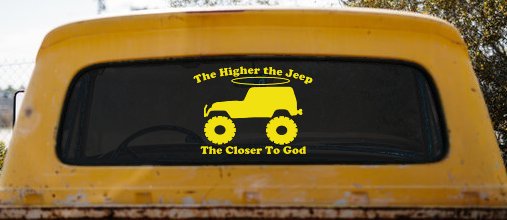 Higher The Jeep Closer To God Off Road Car or Truck Window Decal Sticker (Yellow)