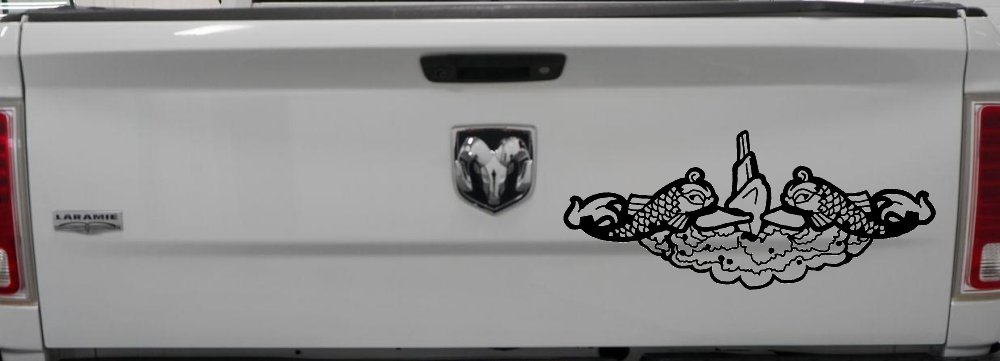 Submarine Service Dolphins Military Car or Truck Window Decal Sticker (Black)