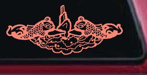 Submarine Service Dolphins Military Car or Truck Window Decal Sticker (Coral)