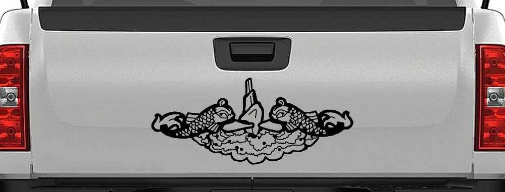 Submarine Service Dolphins Military Car or Truck Window Decal Sticker (Matte Black)