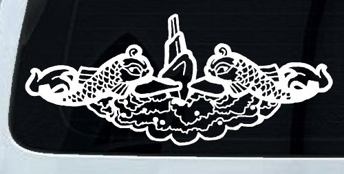 Submarine Service Dolphins Military Car or Truck Window Decal Sticker (White)