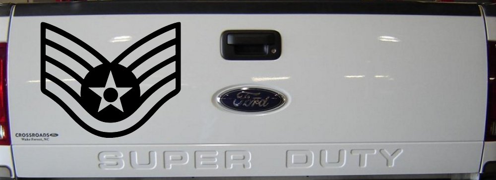 Air Force Staff Sargent Stripes Military Car or Truck Window Vinyl Decal Sticker (Black)