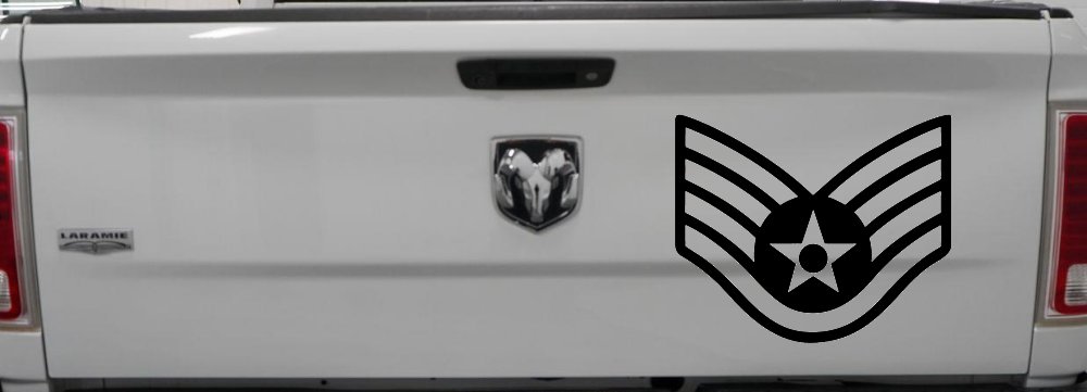 Air Force Staff Sargent Stripes Military Car or Truck Window Decal Sticker (Black)